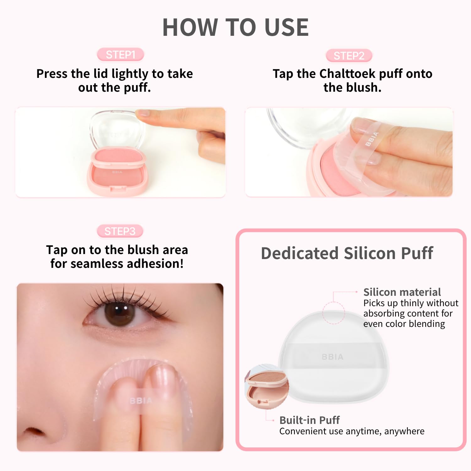 BBIA Chaltteok Blush – Soft Blurring Jelly-Like Powder Texture Lightweight & Buildable Korean Blush Natural Matte Finish Long-Lasting Smooth Pore-Blurring Cheek Color (05 CHESTNUT CHALTTEOK) - Image 6