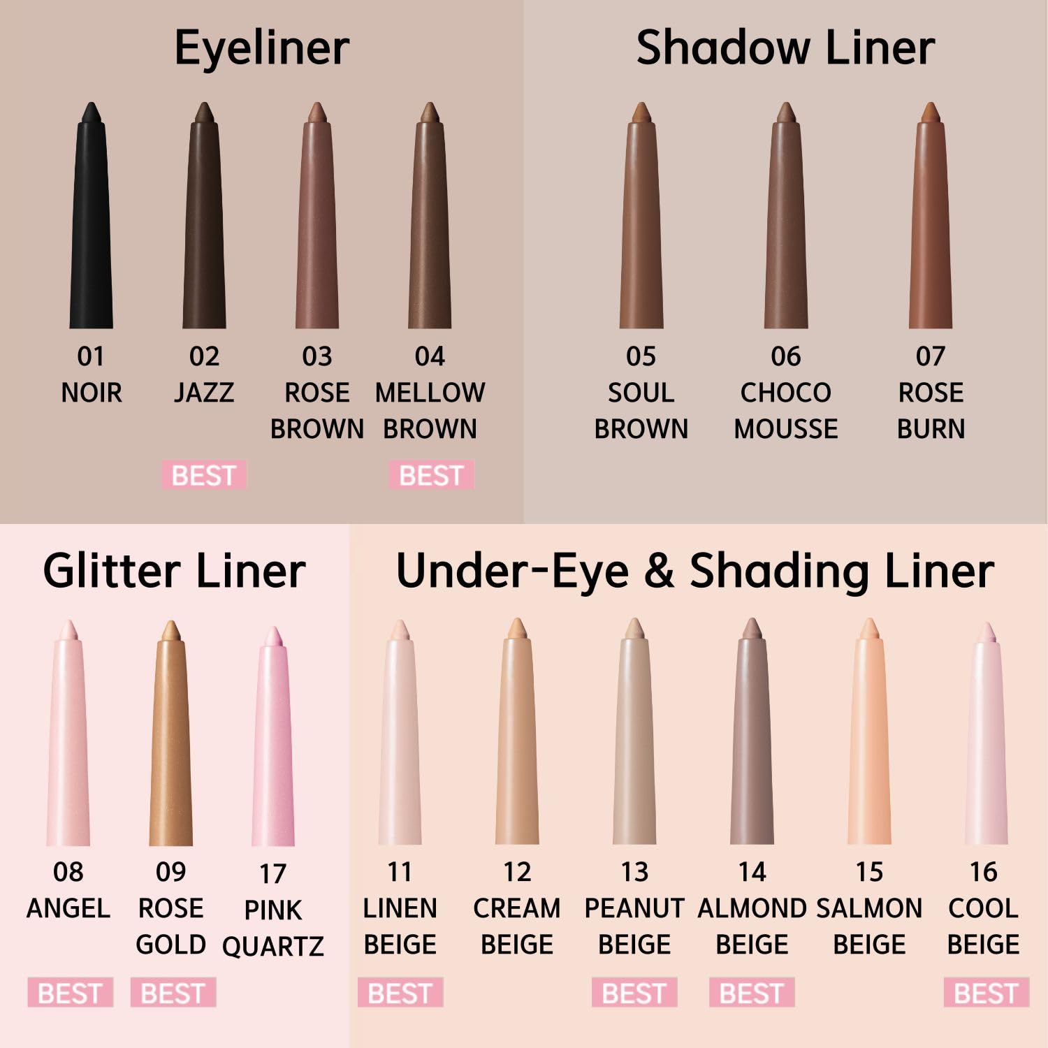 BBIA Last Auto Gel Eyeliner (13 PEANUT BEIGE) + Ready To Wear Eye Palette (01 NUDE BLUSH) Bundle Set - Image 3